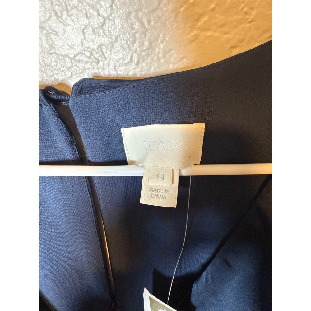 J.Crew Navy Blue Ruffle Neck Sleeveless Sheath Dress Career Party Cocktail - Picture 4 of 4